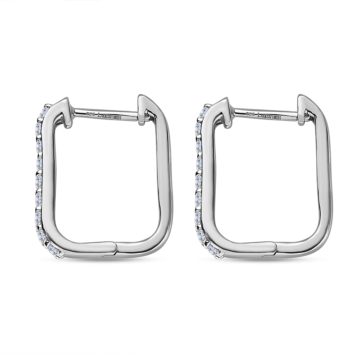 Luxuriant Lab Grown Diamond (SI-GH) Hoop Earring in Rhodium Overlay Sterling Silver 0.47 Ct.
